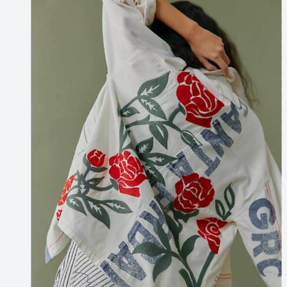 NWT "L" We the Free Free People Field of Roses Jean Jacket - Picture 3 of 17